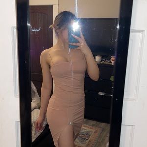 Nude dress with slit